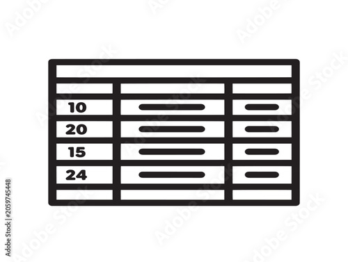 Minimalist Line Art League Table with Numbers and Progress Bars Illustration