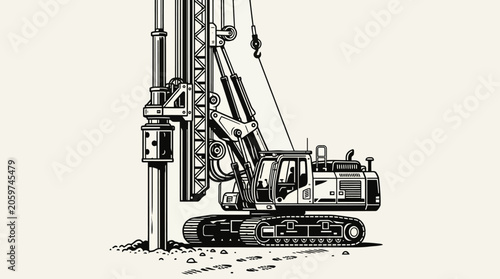 Foto Pile Driver Construction Machine Vector Illustration