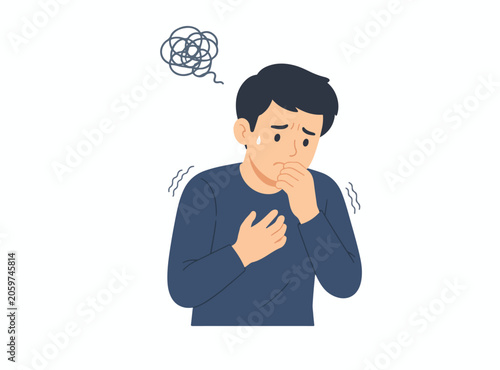 Принти на полотні anxiety, panic attack, stressed, fear, shivering, worried, man, mental health, s