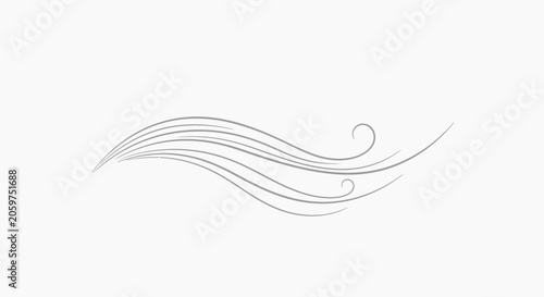 Abstract wind design of curves and lines, flowing gracefully on a plain white backdrop