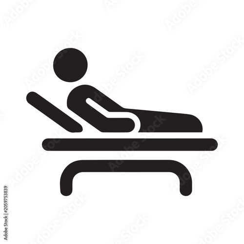Patient lying on hospital bed vector icon