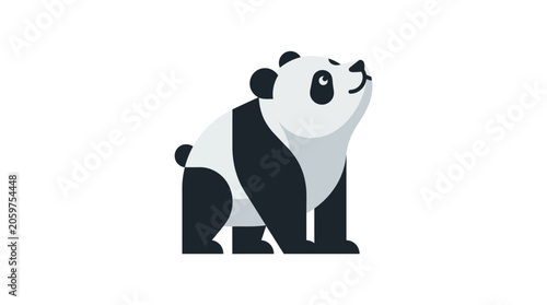 Black and white panda bear sitting.