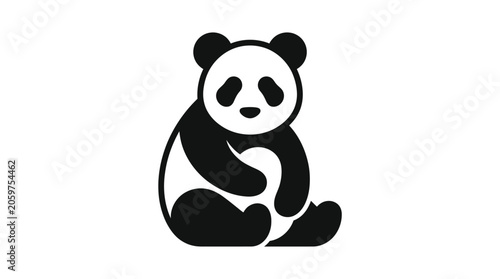 Black and white panda bear sitting.