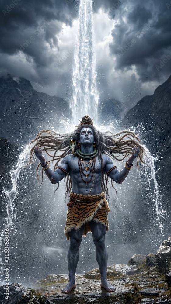 Fototapeta premium Gangadhara Shiva Wallpaper – Sacred Descent of Ganga 