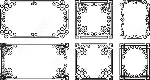 Konstfotografi Wild Grass and Field Flowers Black Silhouette Vector Set with Fern and Meadow Me