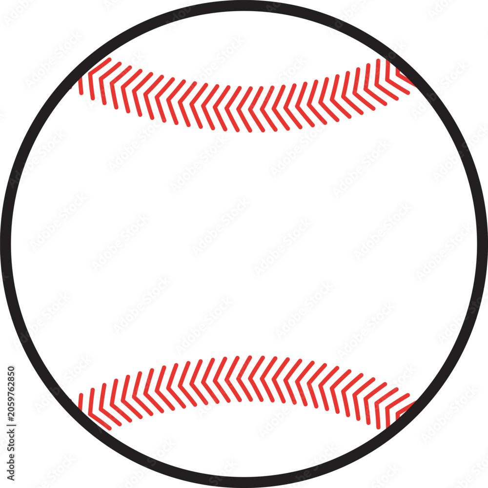 Fototapeta premium Baseball Circle Border Stitch Frame Illustration