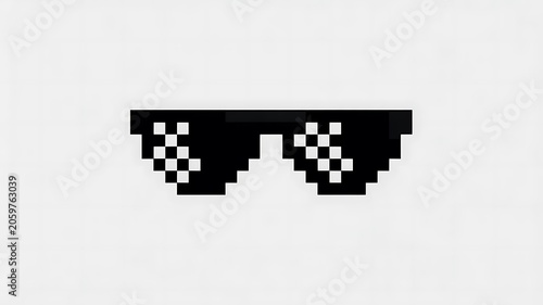 Pixel art sunglasses, black and white checkered, 8-bit style, retro gaming icon