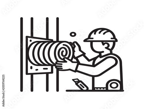 Worker Insulating Wall with Rolled Material