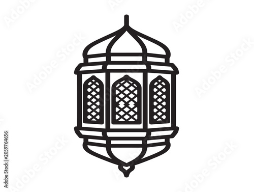 Islamic Lantern Icon Line Art