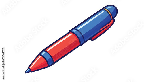 Colorful pen with blue and red.