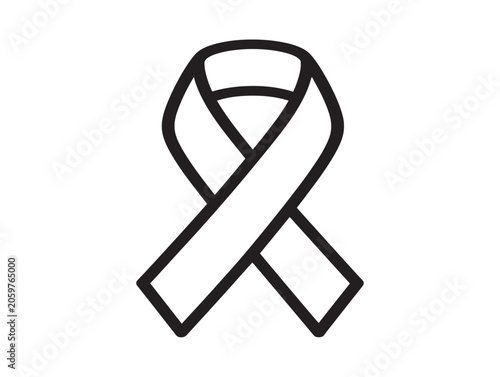 Diabetes Awareness Ribbon Icon Line Art