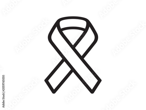 Diabetes Awareness Ribbon Icon Line Art