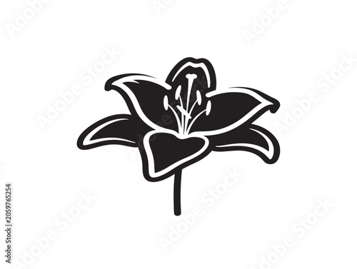 Lily Flower Silhouette Icon Line Art