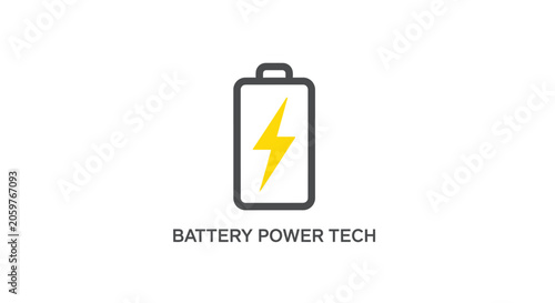 Minimalist Battery and Lightning Bolt Symbol for Technology and Power Applications