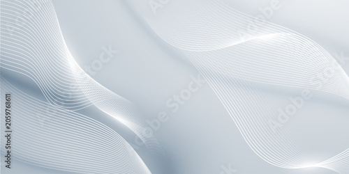 фотографія Minimalist white abstract background with flowing wireframe lines and soft shadows for clean technology concept design