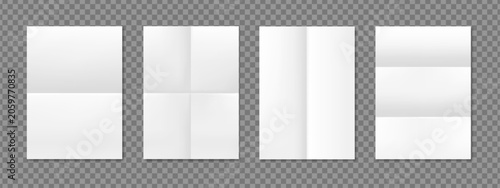 Elegant sheet mockup with realistic fold and blank white page. Premium A4 poster template with subtle crease texture, vintage letter note design and crisp leaflet layout for business.