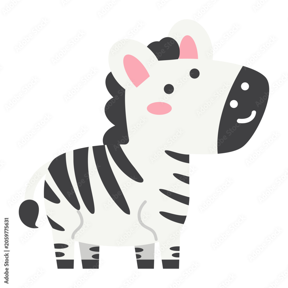 Naklejka premium Cute Zebra Character Animal Illustration