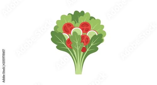 Fresh green salad with tomatoes and cucumber slices