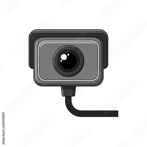 Black digital camera on tripod isolated on white.