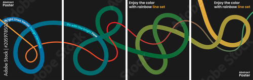Foto Vibrant liner color abstract poster with bright lines vector design elements