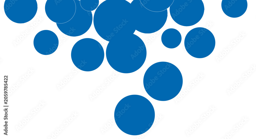 Fototapeta premium Abstract composition of blue circles floating against a white backdrop for visual design