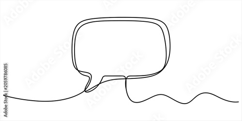 Single line drawing of a speech bubble