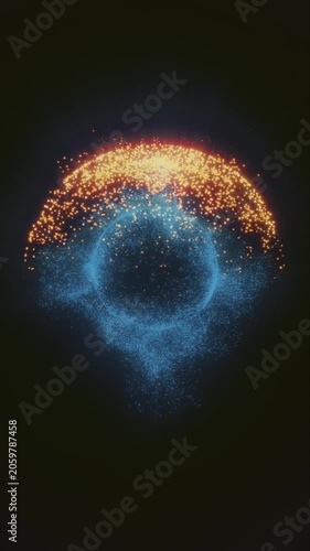 Mystical blue glowing energy orb covered with a canopy of gold sparkling particles. Elegant design for spiritual, magic, or advanced energy presentation.