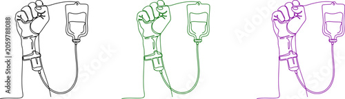 Obraz na plátně Iv drip therapy illustration for health wellness continuous line art