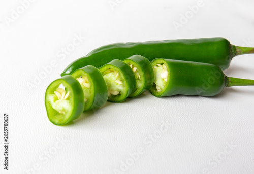 Принти на полотні Fresh green chili peppers isolated on white