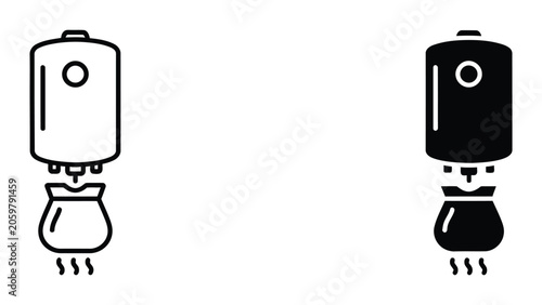Water heater and water droplet icons vector for heating systems and plumbing services illustrating hot water supply