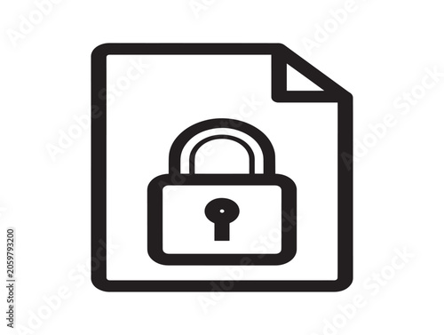 Secure Lock Privacy Protection Icon Vector Line Art Illustration