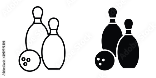 Bowling icon vector bundle in black