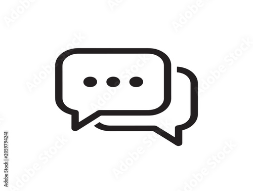 Speech bubble with three dots conversation icon vector line art illustration