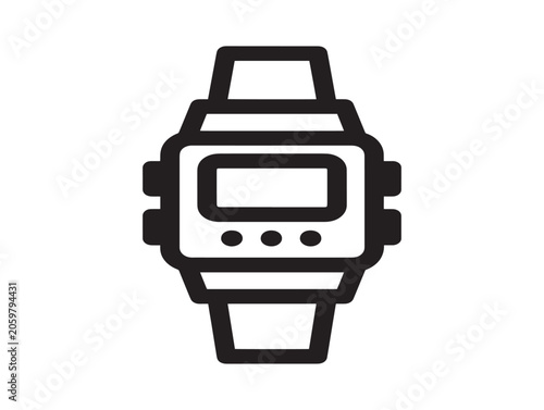Digital Watch Icon Vector Outline Minimalist Timekeeping Technology Illustration