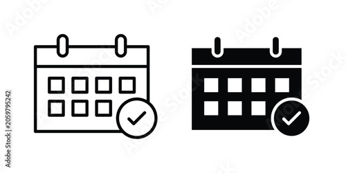 Foto Calendar check icon vector bundle in black
