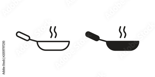 Quadro su tela Frying pan icon vector bundle in black