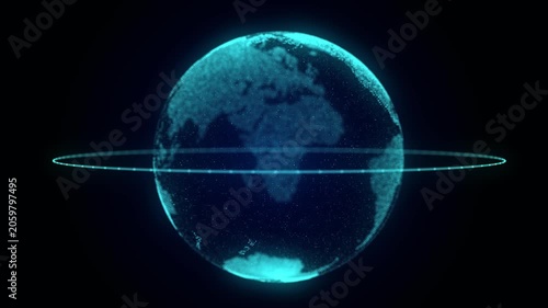 Global world network concept. Safety wireless network connection technology. Big data analytics and visualization. Science background with blue planet Earth. 3D rendering.