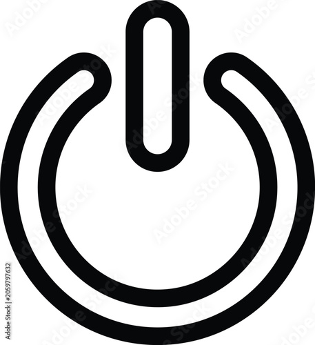 Φωτογραφία Power Button On Off Icon, Black Line Art Standby Energy Switch Symbol, UI UX Ele