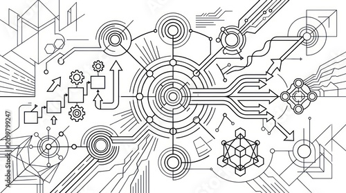 Complex Circuit Board Design Diagram.