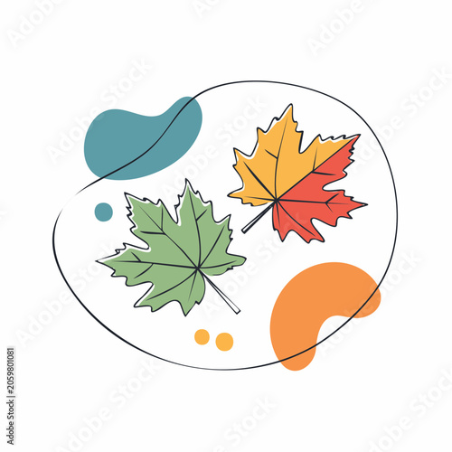 Abstract Autumn Leaves with Organic Shapes