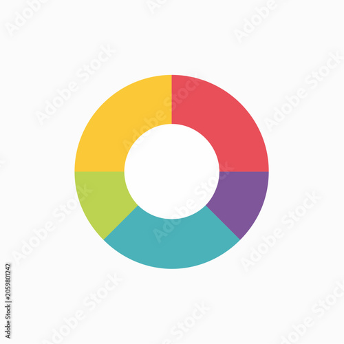 Colorful Doughnut Chart with Five Segments