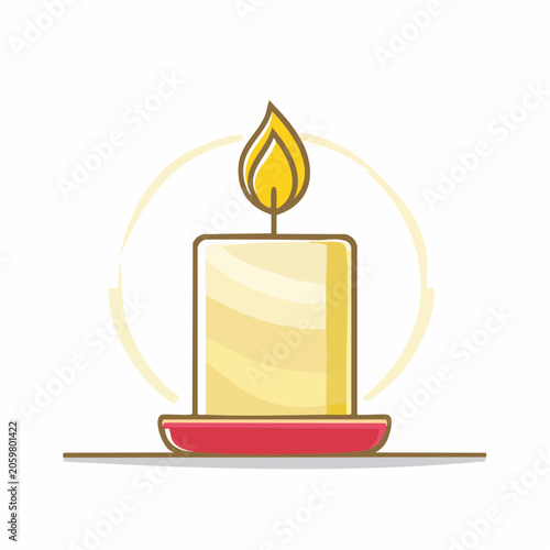 Illustration of a lit candle with a flame
