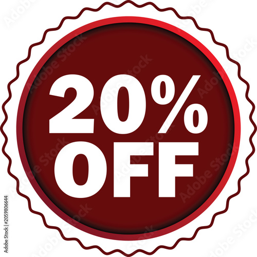 Discount button icon 20 % off vector illustration