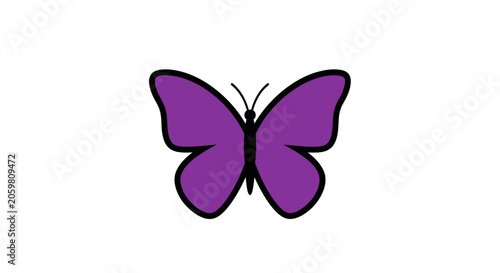 Simple Illustration of a Purple Butterfly Against a White Background for Artistic Use