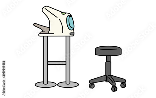 血圧計と椅子のイラストセット