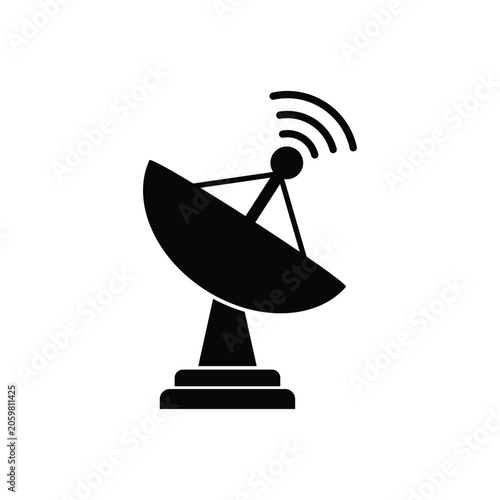 Tableau sur toile Satellite dish flat icon on white background for communication and technology co