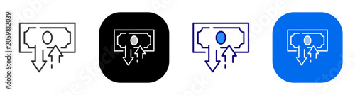 Foto Cash with opposite arrows for money inflow outflow payment and finance exchange