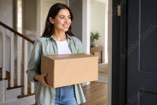 Woman Receiving Delivery Package at Home