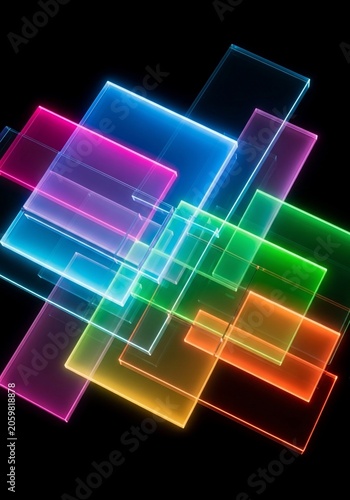 Neon Cascade of Geometric Light