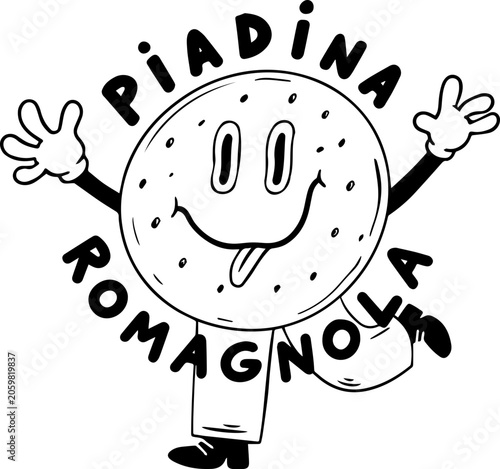 Piadina Romagnola Mascot Outline Illustration